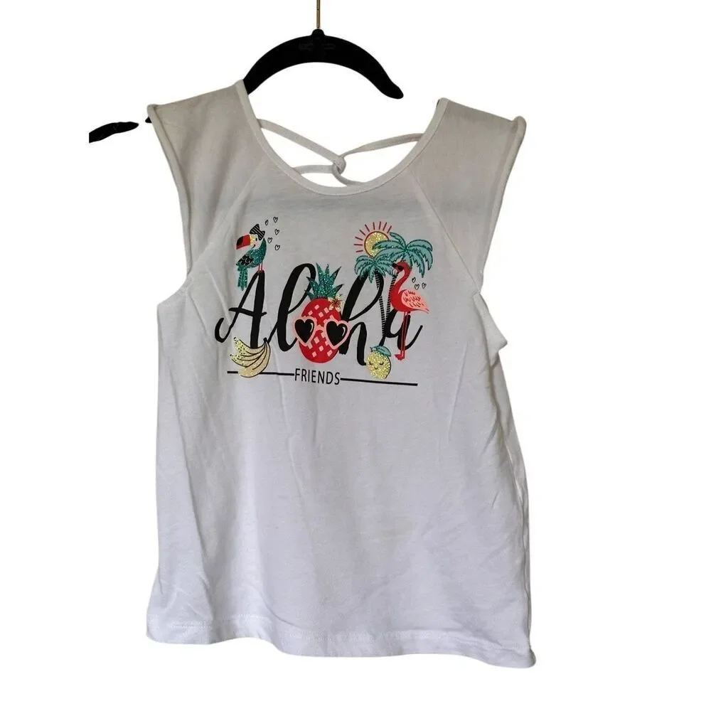 The Children's Place & 365 Kids Girl's Unicorn & Aloha Graphic Print Tank Top 2